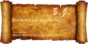 Borkovits Jolán névjegykártya
